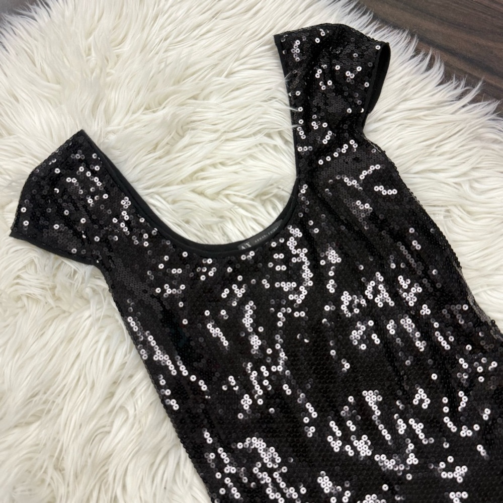 Armani Exchange Sequin Black Mini Dress - Picture 4 of 6